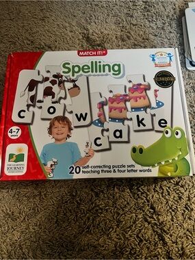 Match Spelling Puzzle Game - Green, Red, White